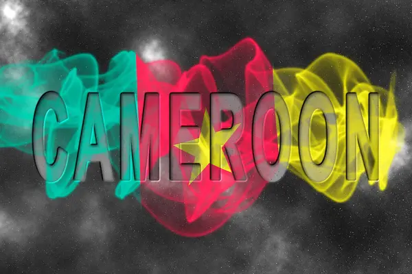 Yıldızlı Arkaplan Duman Efektli Kamerun Bayrağı