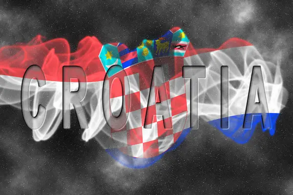 Yıldızlı Arkaplan Duman Efektli Hırvatistan Bayrağı