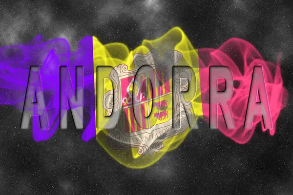 Yıldızlı Arkaplan Duman Efektli Andorra Bayrağı