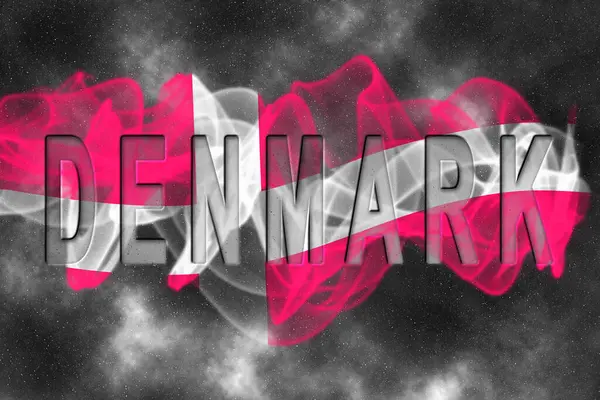 Yıldızlı Arkaplan Duman Efektine sahip Danimarka Bayrağı