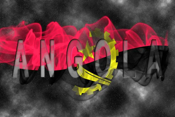 Yıldızlı Arkaplan Duman Efektli Angola Bayrağı