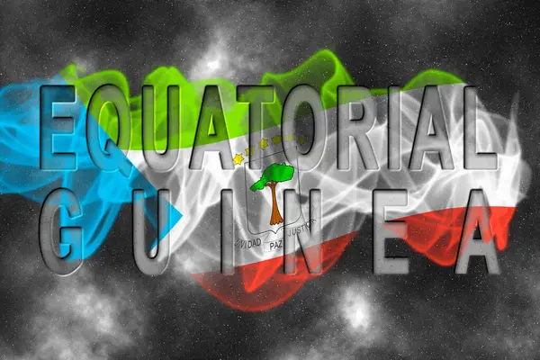 Yıldızlı Arkaplan Duman Efektli Ekvator Gine Bayrağı