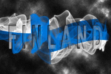 Yıldızlı Arka plan Duman Efektli Finlandiya Bayrağı