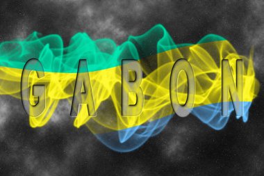 Yıldızlı Arkaplan Duman Efektli Gabon Bayrağı