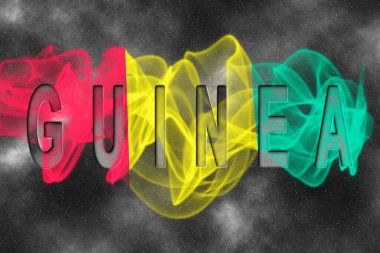 Yıldızlı Arkaplan Duman Efektli Gine Bayrağı