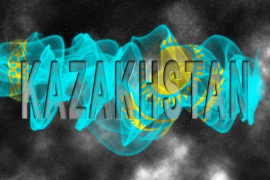 Yıldız Arkaplan Duman Efektli Kazakistan Bayrağı