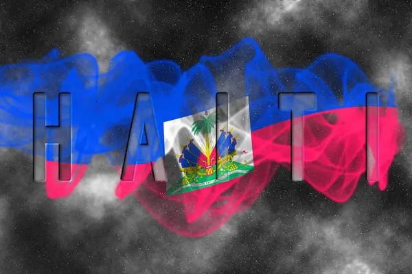 Yıldız Arkaplan Duman Efektli Haiti Bayrağı