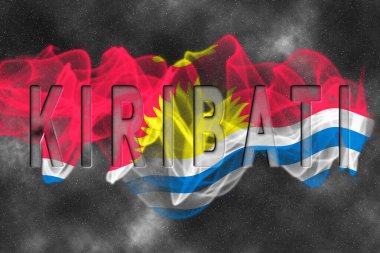 Yıldızlı Arkaplan Duman Efektli Kiribati Bayrağı