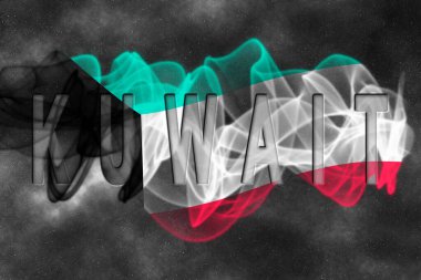 Yıldızlı Arkaplan Duman Efektli Kuveyt Bayrağı