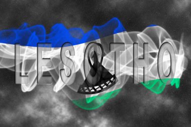 Yıldızlı Arkaplan Duman Efektli Lesotho Bayrağı