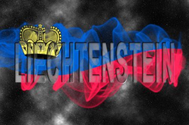 Yıldızlı Arkaplan Duman Efektli Lihtenştayn Bayrağı