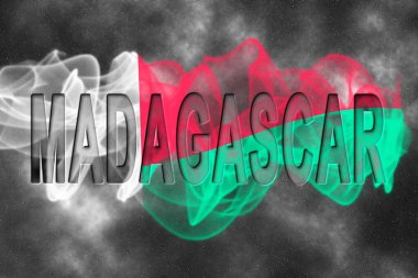 Yıldızlı Arkaplan Duman Efektli Madagaskar Bayrağı