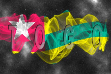 Yıldızlı Arkaplan Duman Efektli Togo Bayrağı