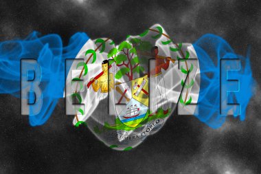 Yıldızlı Arkaplan Duman Efekti ile Bayrağı Belize Et