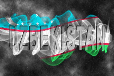 Yıldızlı Arkaplan Duman Efektine sahip Özbekistan Bayrağı