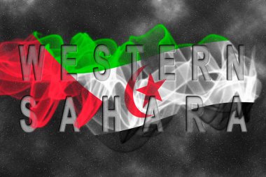 Yıldızlı Arkaplan Duman Efektli Batı Sahra Bayrağı