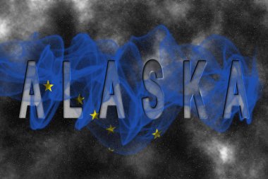 Yıldızlı Arkaplan Duman Efektli Alaska Bayrağı