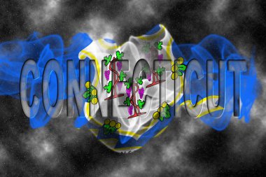 Yıldızlı Arkaplan Duman Efektli Connecticut Bayrağı