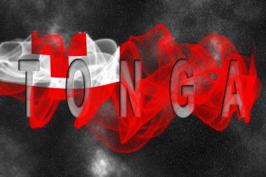 Yıldızlı Arkaplan Duman Efektli Tonga Bayrağı