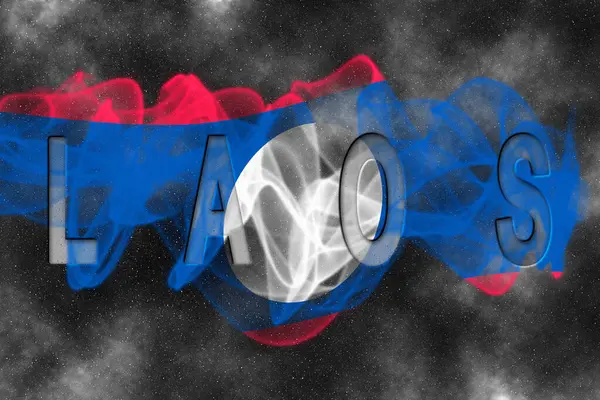 Yıldızlı Arkaplan Duman Efektli Laos Bayrağı