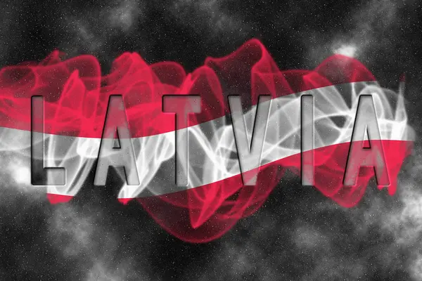Yıldızlı Arkaplan Duman Efektine sahip Letonya Bayrağı