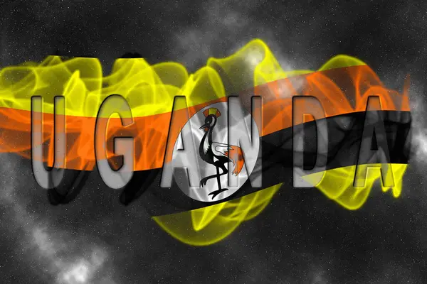 Yıldızlı Arkaplan Duman Efektli Uganda Bayrağı