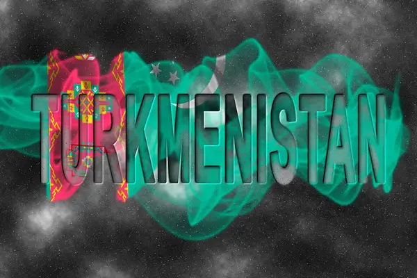 Yıldızlı Arkaplan Duman Efektli Türkmenistan Bayrağı