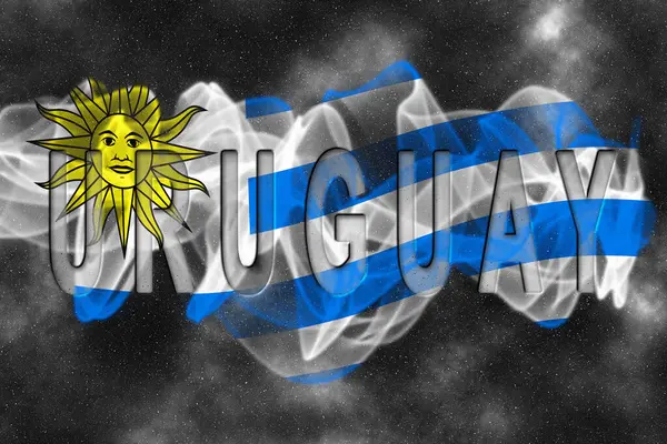 Yıldızlı Arkaplan Duman Efektli Uruguay Bayrağı