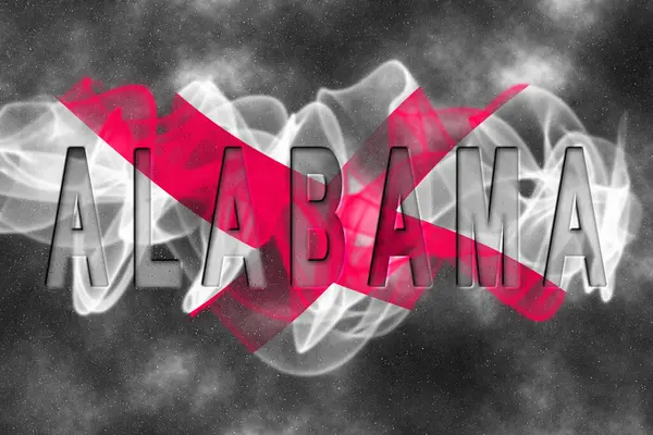 Yıldızlı Arkaplan Duman Efektli Alabama Bayrağı
