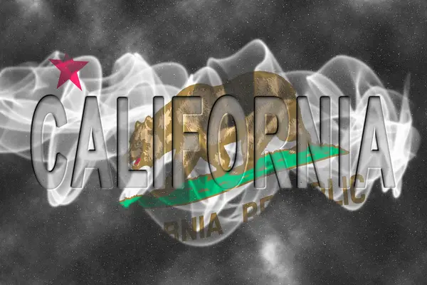Yıldızlı Arkaplan Duman Efektli Kaliforniya Bayrağı