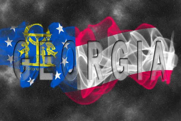 Yıldızlı Arkaplan Duman Efektli Georgia Bayrağı