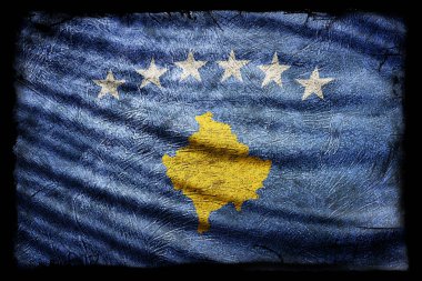 Kosova Bayrağı ve Grunge Doku Arkaplanı