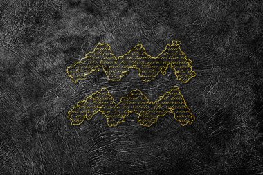 Aquarius Zodyak Altın İşareti Siyah Grunge Arkaplanı