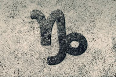 Oğlak burcu Zodiac Siyah Grunge Açık Gri Arkaplanda