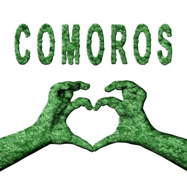 Komoros Yeşil Yürek Eller ve Doğa Biçimli Ülke Adı