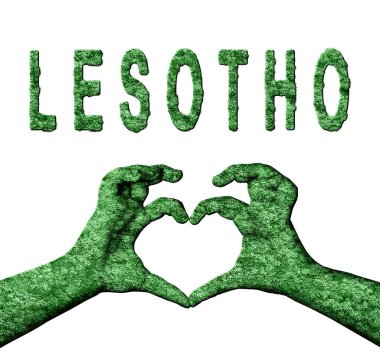 Lesotho Yeşil Kalp Elleri ve Doğa Biçiminde Ülke Adı