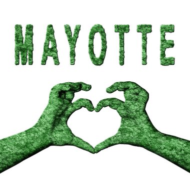 Mayotte Yeşil Kalp Eller ve Doğa Biçiminde Ülke Adı