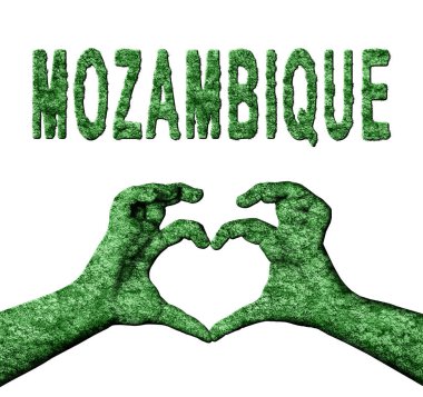 Mozambik Yeşil Kalp Eller ve Doğa Biçiminde Ülke Adı