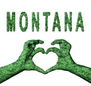 Montana Yeşil Kalp Eller ve Doğa Biçiminde Ülke Adı