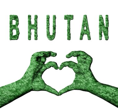 Bhutan Yeşil Kalp Eller ve Doğa Biçiminde Ülke Adı