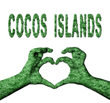 Cocos Adaları Yeşil Kalp Elleri ve Doğa Biçimli Ülke Adı