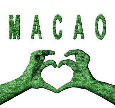 Macao Yeşil Kalp Eller ve Doğa Biçimli Ülke Adı