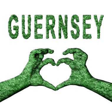 Guernsey Yeşil Yürek Eller ve Doğa Biçimli Ülke Adı