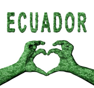 Ekvador Yeşil Kalp Eller ve Doğa Biçiminde Ülke Adı