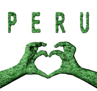Peru Yeşil Kalp Eller ve Doğa Biçiminde Ülke Adı