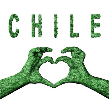 Şili Yeşil Kalp Eller ve Doğa Biçiminde Ülke Adı