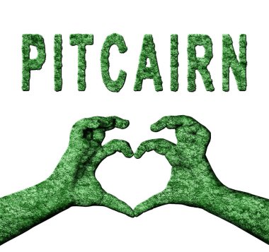 Pitcairn Yeşil Kalp Eller ve Doğa Biçiminde Ülke Adı