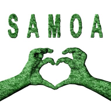Samoa Yeşil Kalp Eller ve Doğa Biçimli Ülke Adı