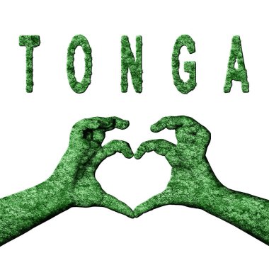 Tonga Yeşil Kalp Eller ve Doğa Biçimli Ülke Adı
