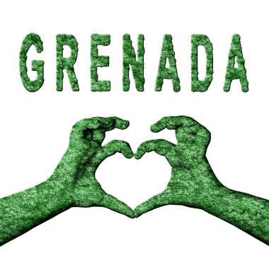 Grenada Yeşil Kalp Eller ve Doğa Biçiminde Ülke Adı